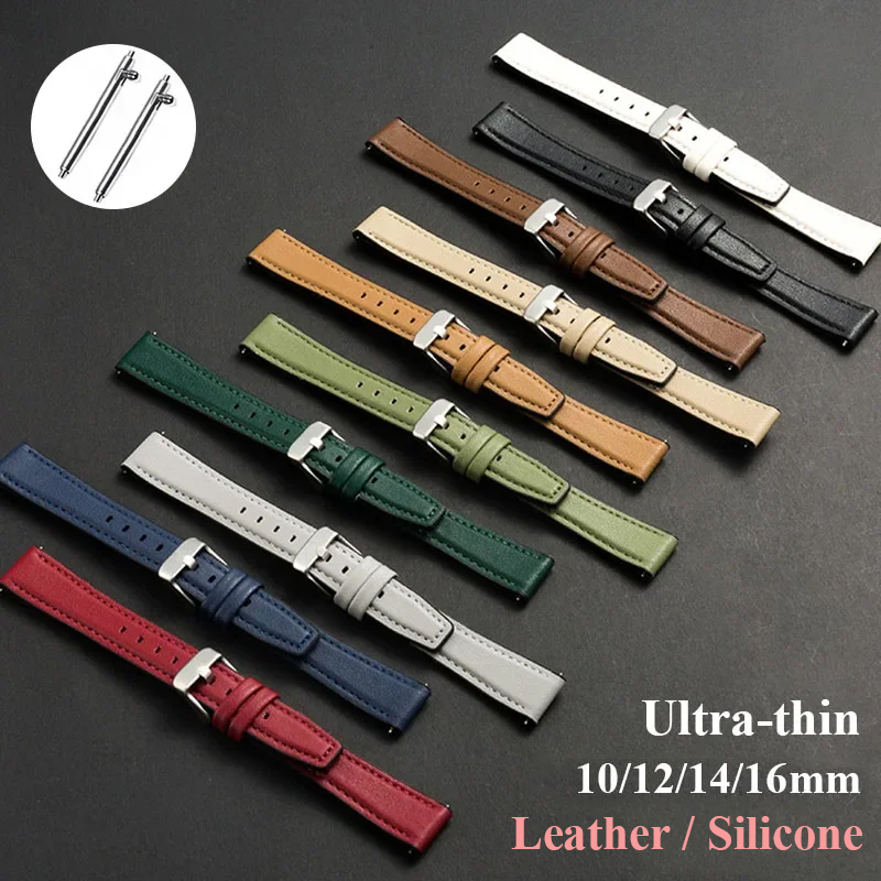 Suede Strap Watch - Ultracienki skórzany pasek do zegarka Silikonowy